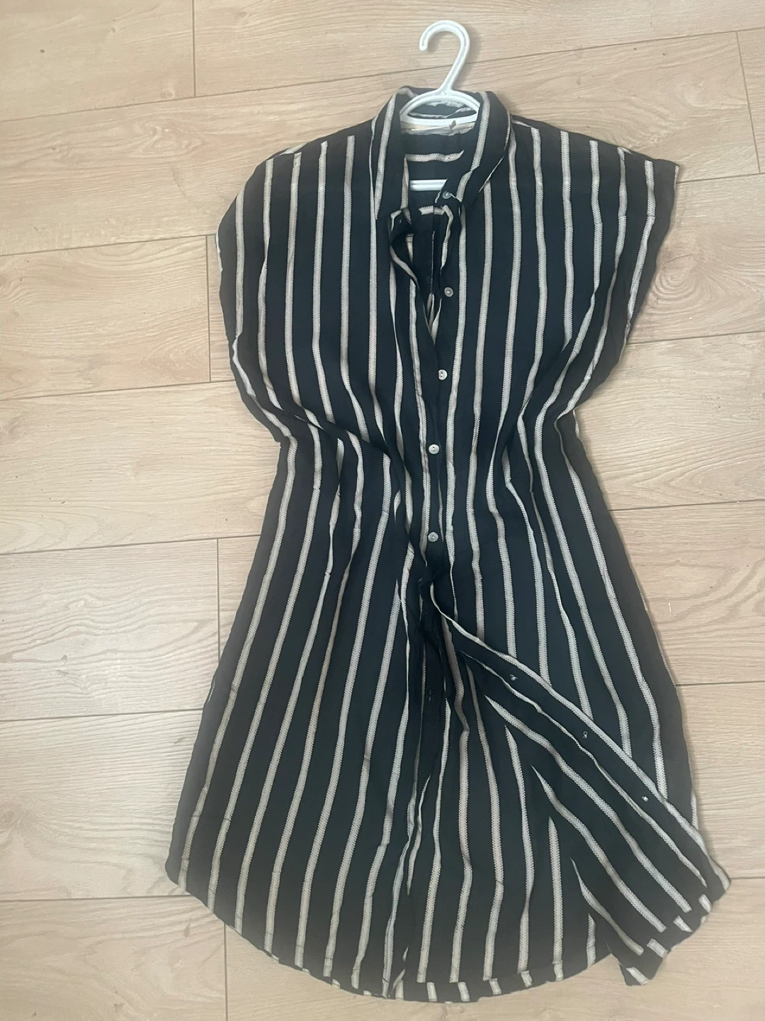 Striped Button-Up Sleeveless Dress - photo 2