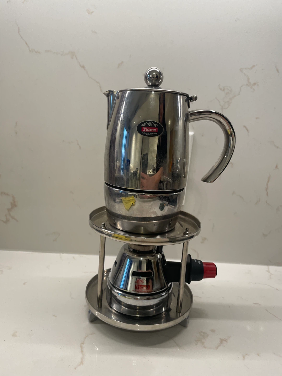 Tiamo Stainless Steel Moka Pot with Burner