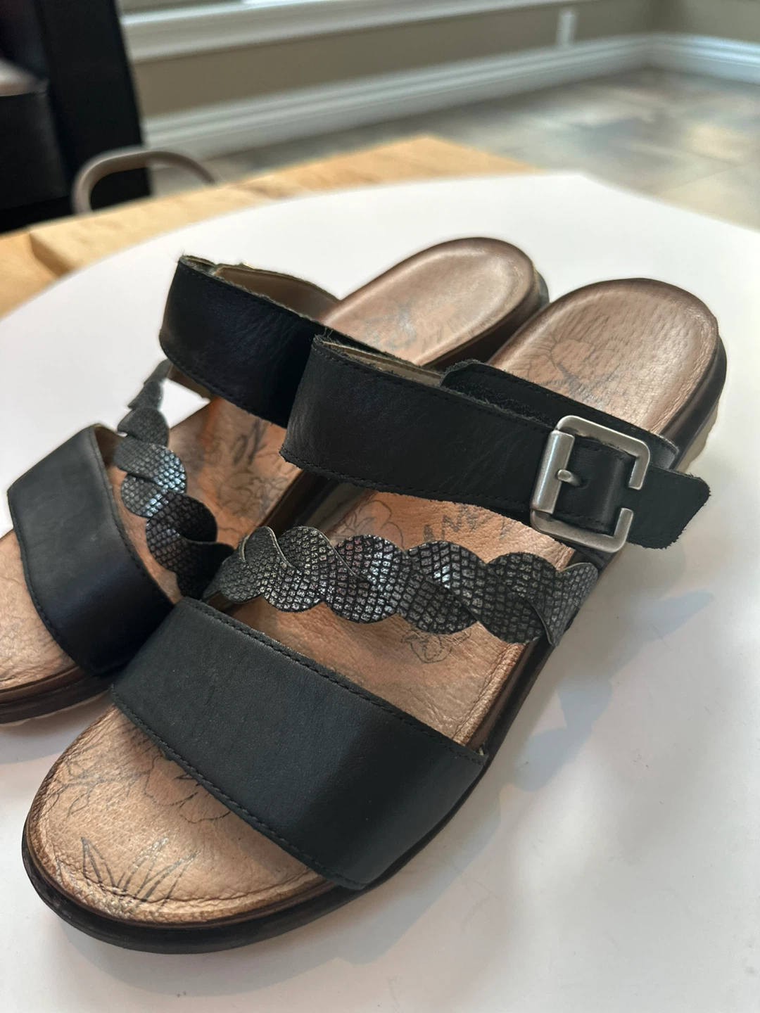 REMONTE Black Leather Sandals Sz. 7/ EU 38 - photo 3