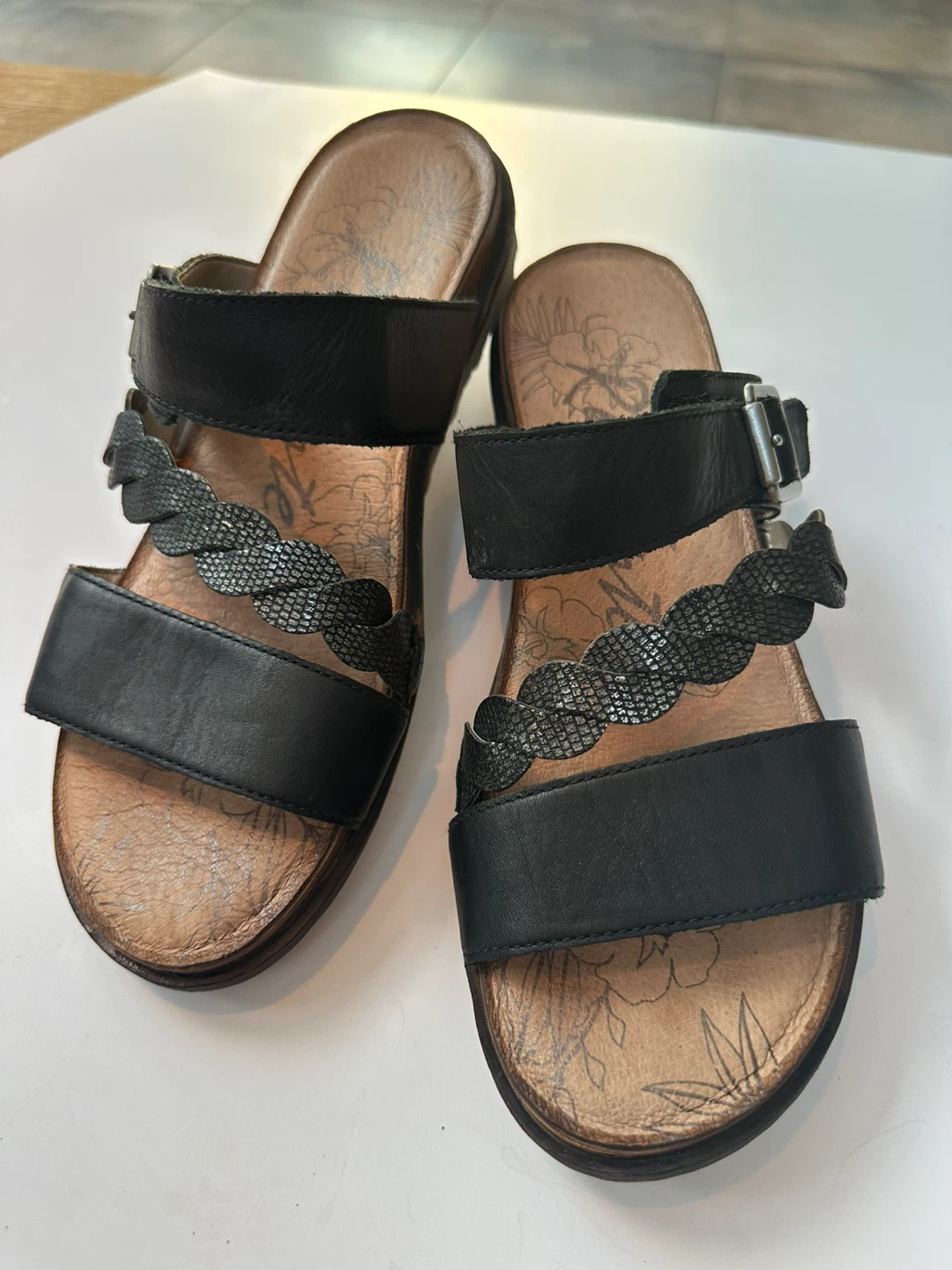 REMONTE Black Leather Sandals Sz. 7/ EU 38
