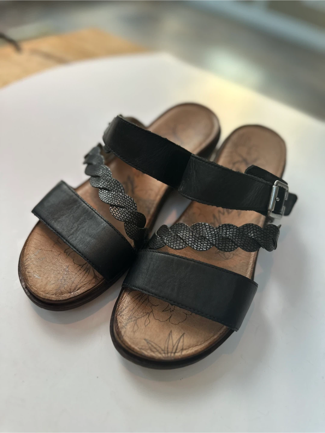 REMONTE Black Leather Sandals Sz. 7/ EU 38 - photo 2