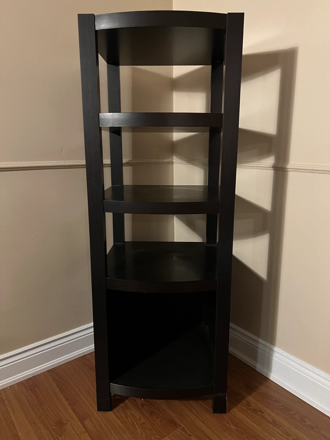 Set of 2 Dark Brown 5-Shelf Corner Bookshelf