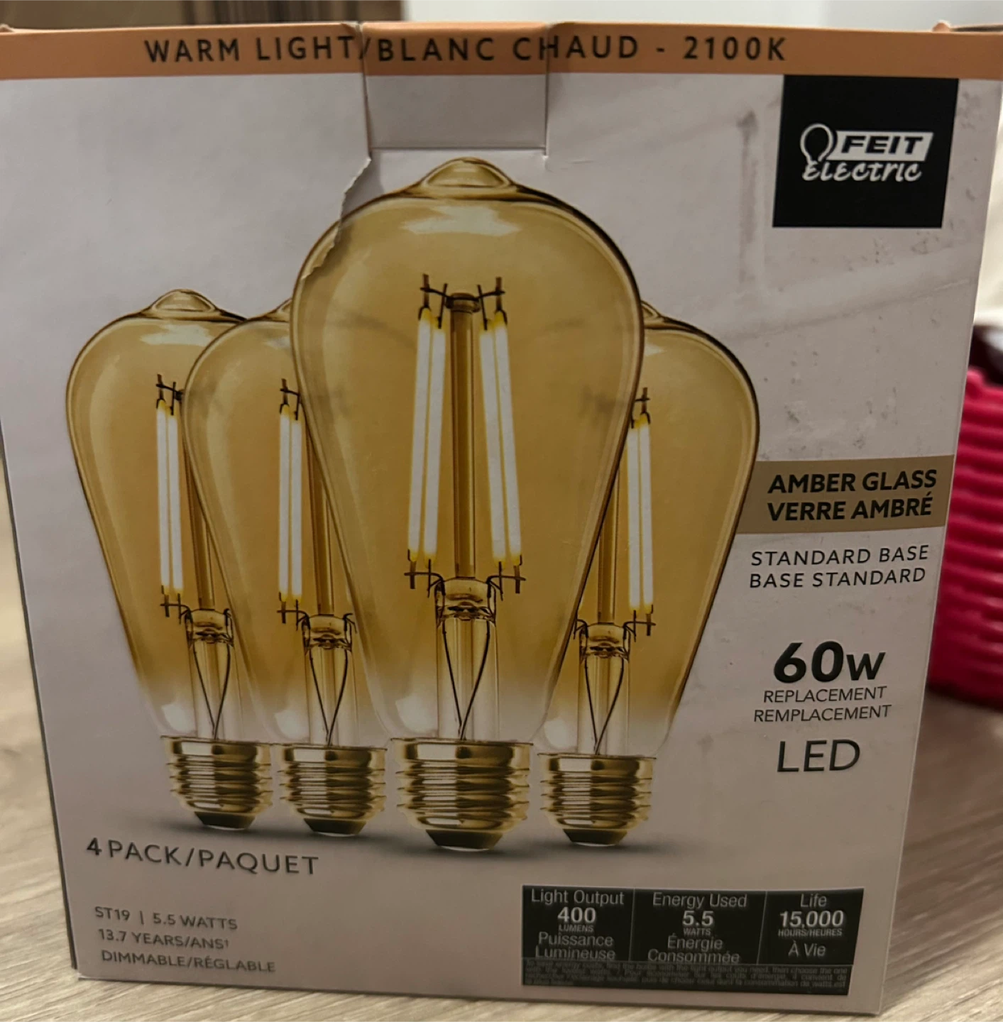 Feit Electric ST19 LED Light Bulbs - 4 Pack