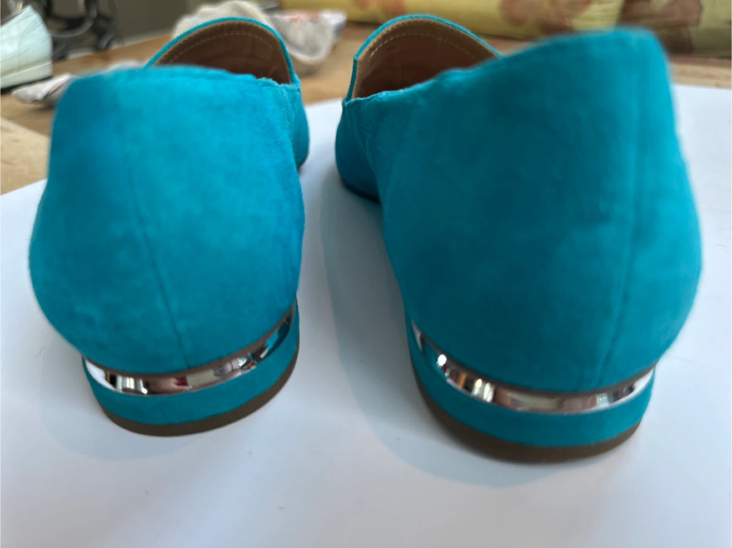 NEW ! Franco Sarto Teal Suede Pointed Toe Loafers - Size 8.5M - photo 4