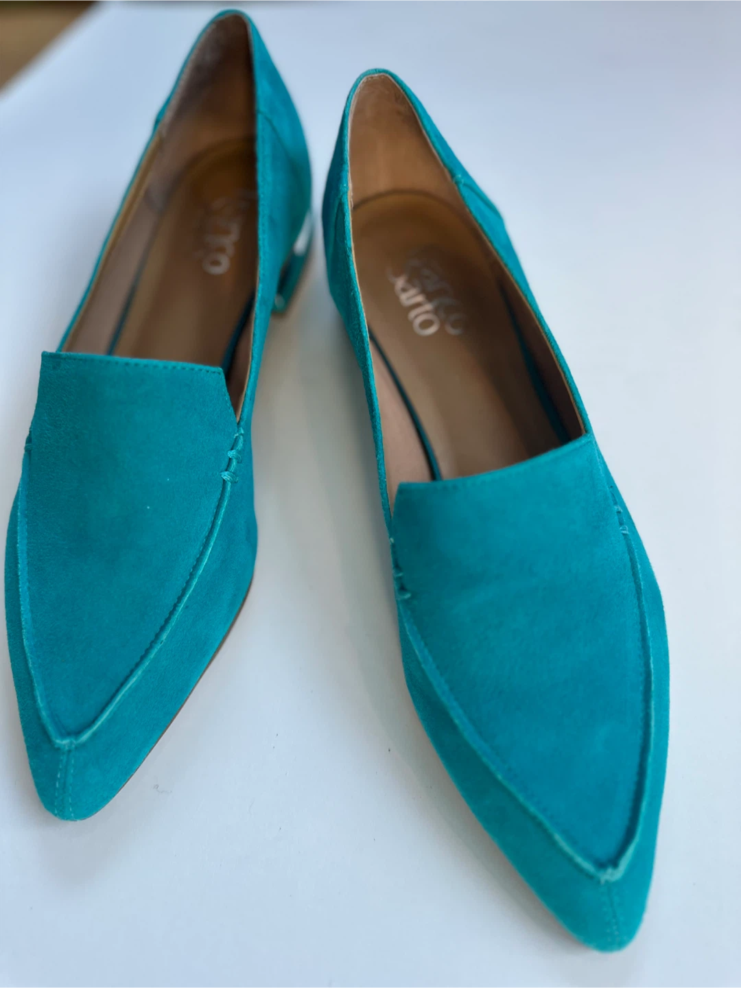 NEW ! Franco Sarto Teal Suede Pointed Toe Loafers - Size 8.5M - photo 3