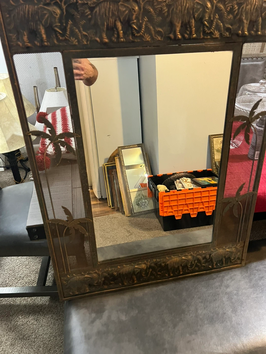 Ornate Elephant and Palm Tree Mirror - photo 2