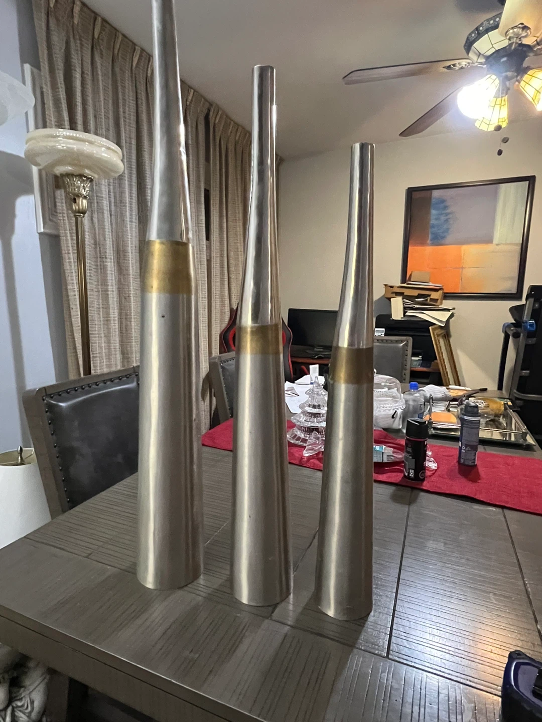 Set of 3 Tall Cone Shaped Vases