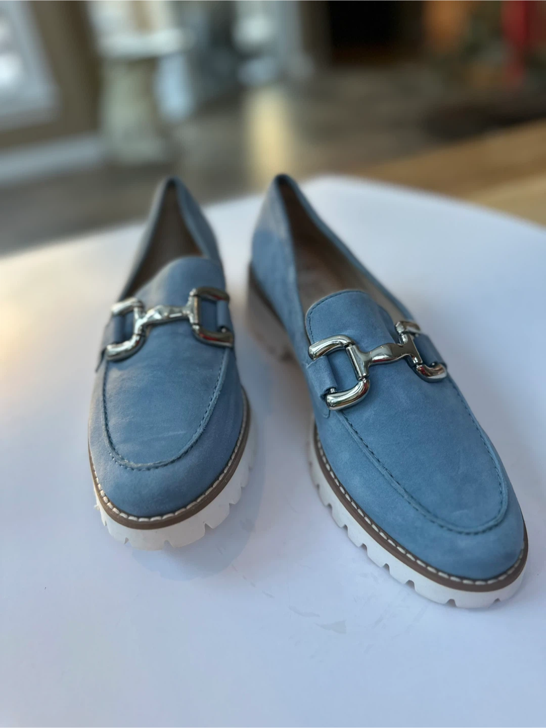 ARA High Soft Blue Suede Loafers Women's Size 7 / EU 5.5