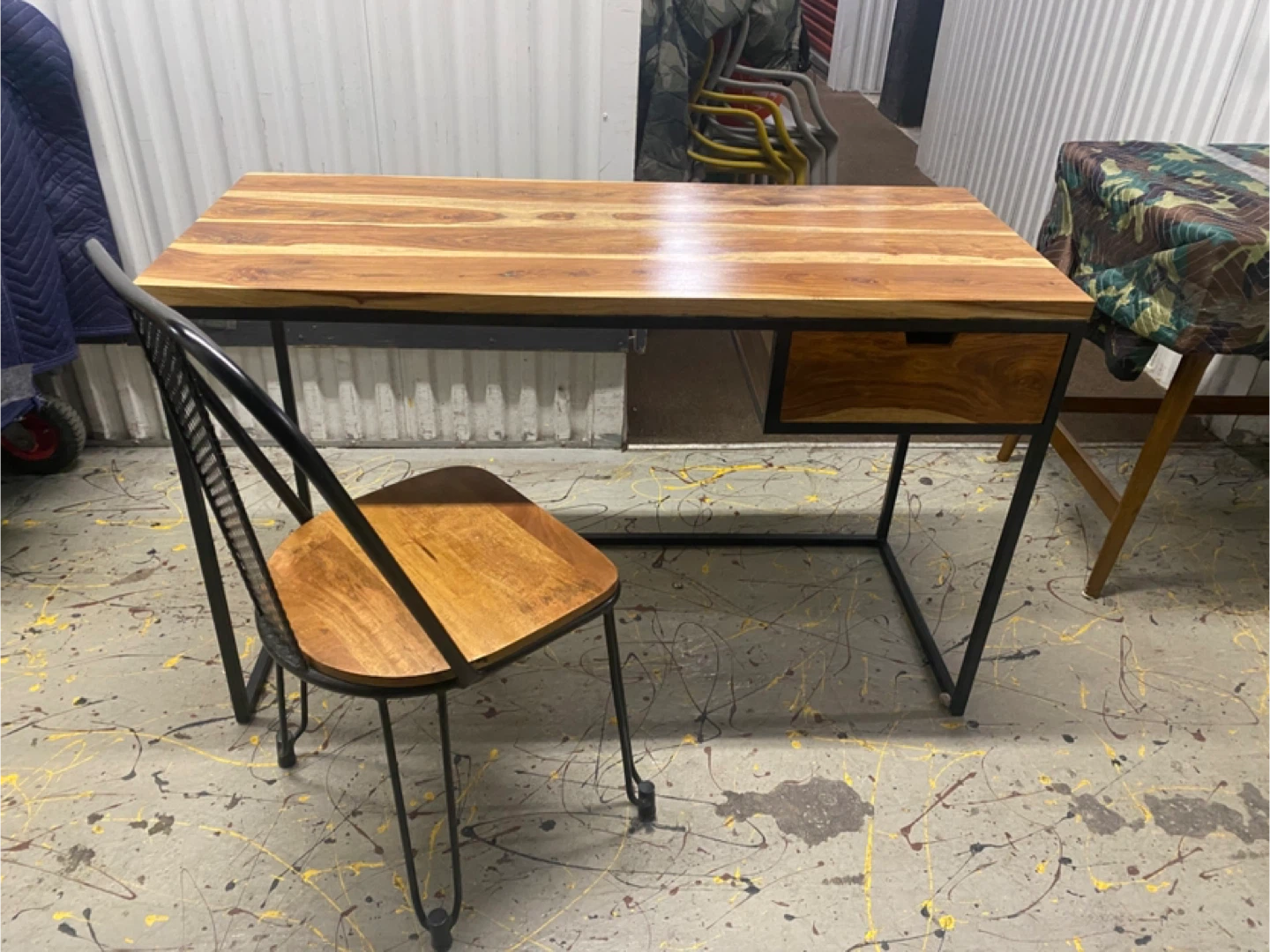 Wood Top Writing Desk with Drawer