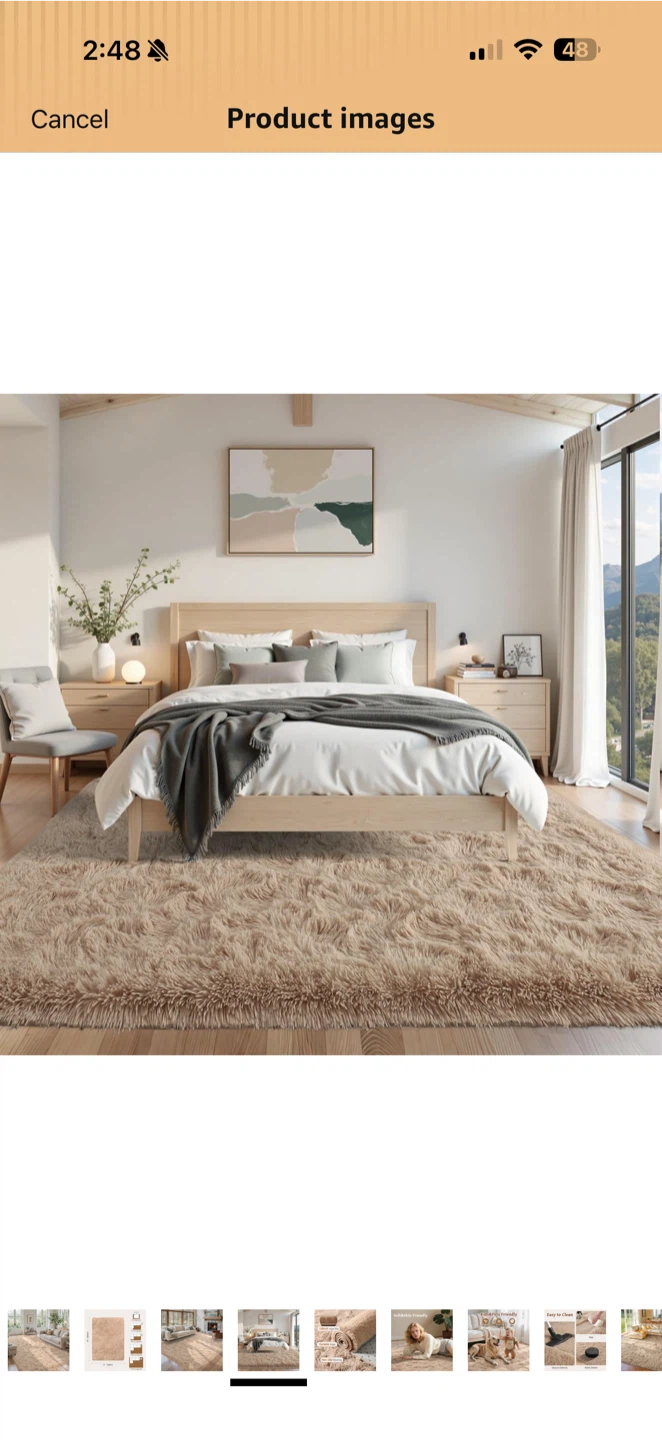 8’ x 10’ Beige Plush Shag Area Rug – High Pile – Open Box - photo 4