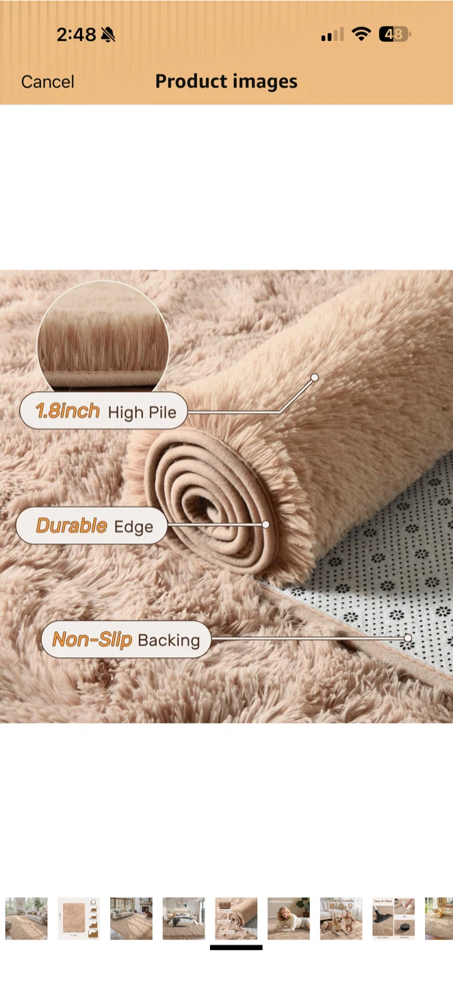 8’ x 10’ Beige Plush Shag Area Rug – High Pile – Open Box - photo 5