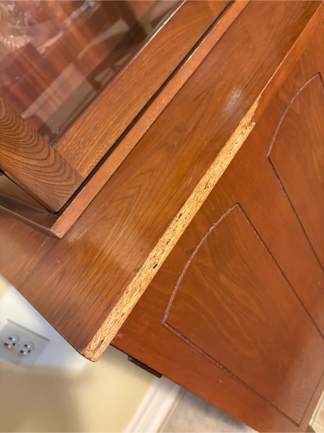 MCM Wooden China Cabinet with Glass Doors and Drawers - photo 2