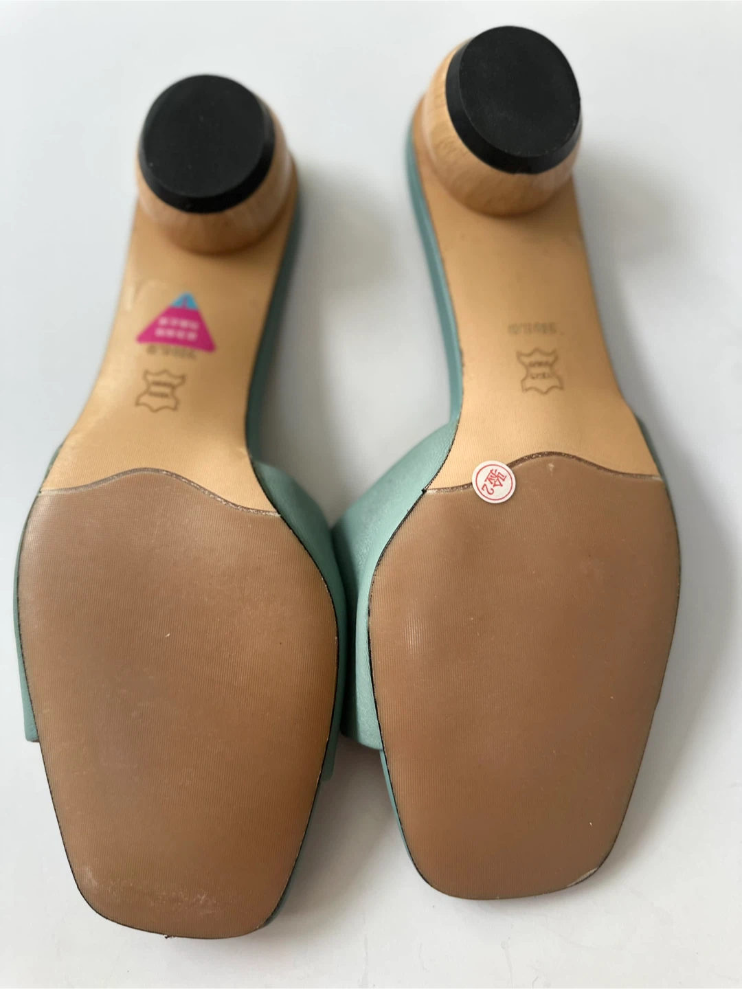 New! Stylish turquoise sandals with wooden heels  Sz. 8-8.5 - photo 5