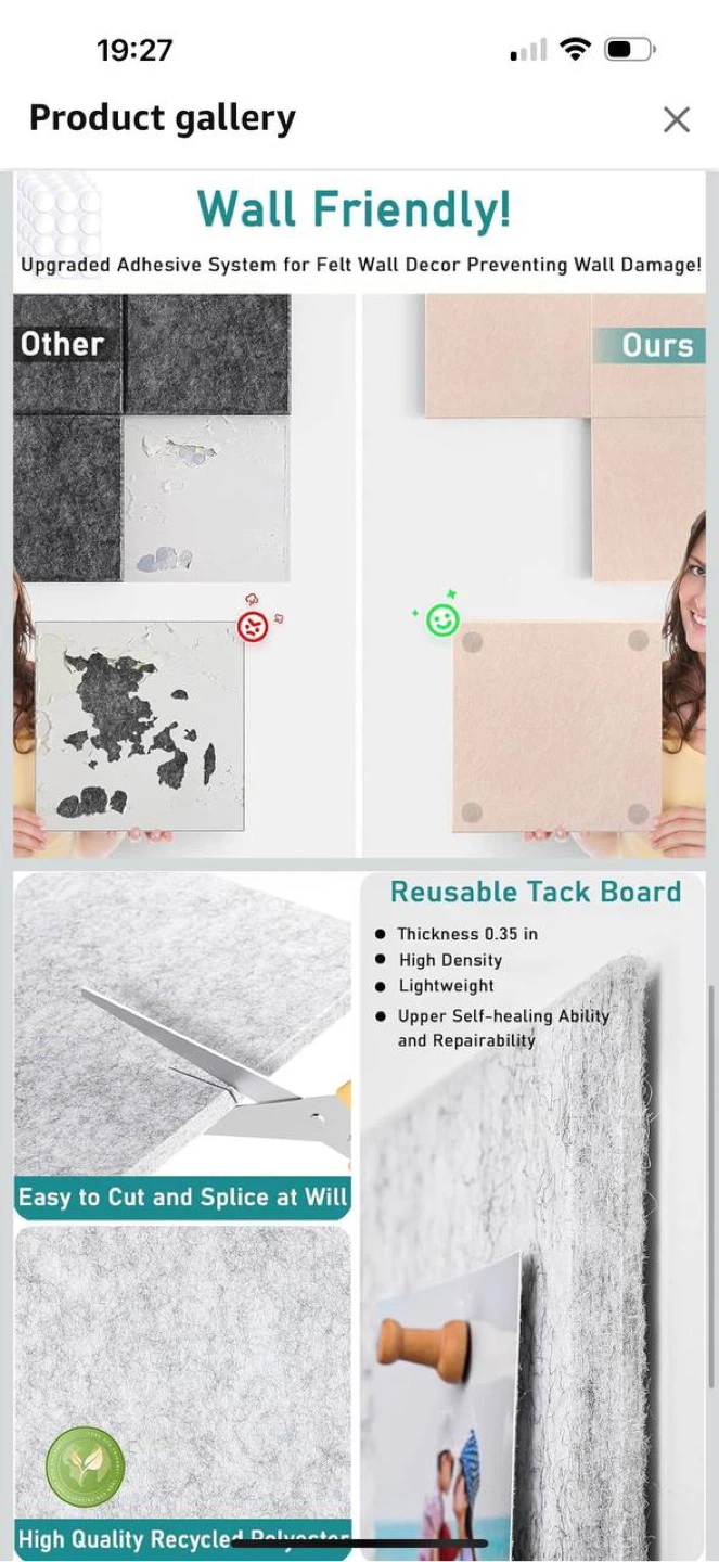 SOYANGNEK 12PCS Felt Wall Tiles 11.8”x11.8” – Sealed - photo 2