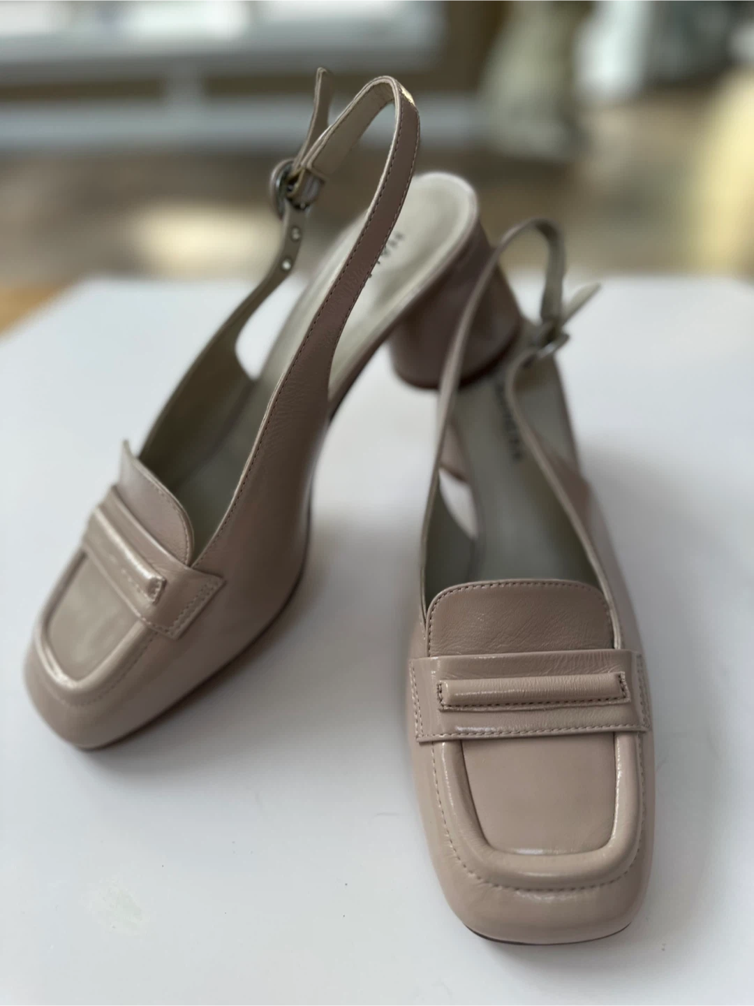 NWT ! HALMANERA Slingback Block Heel Loafers Sz. 6-6.5 / EU 37.5