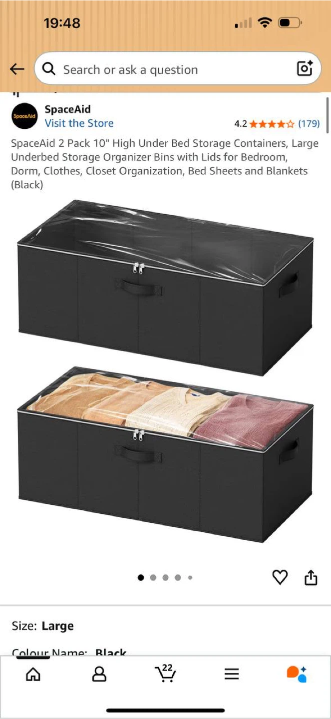 SpaceAid 10” High Under Bed Storage Containers – 2