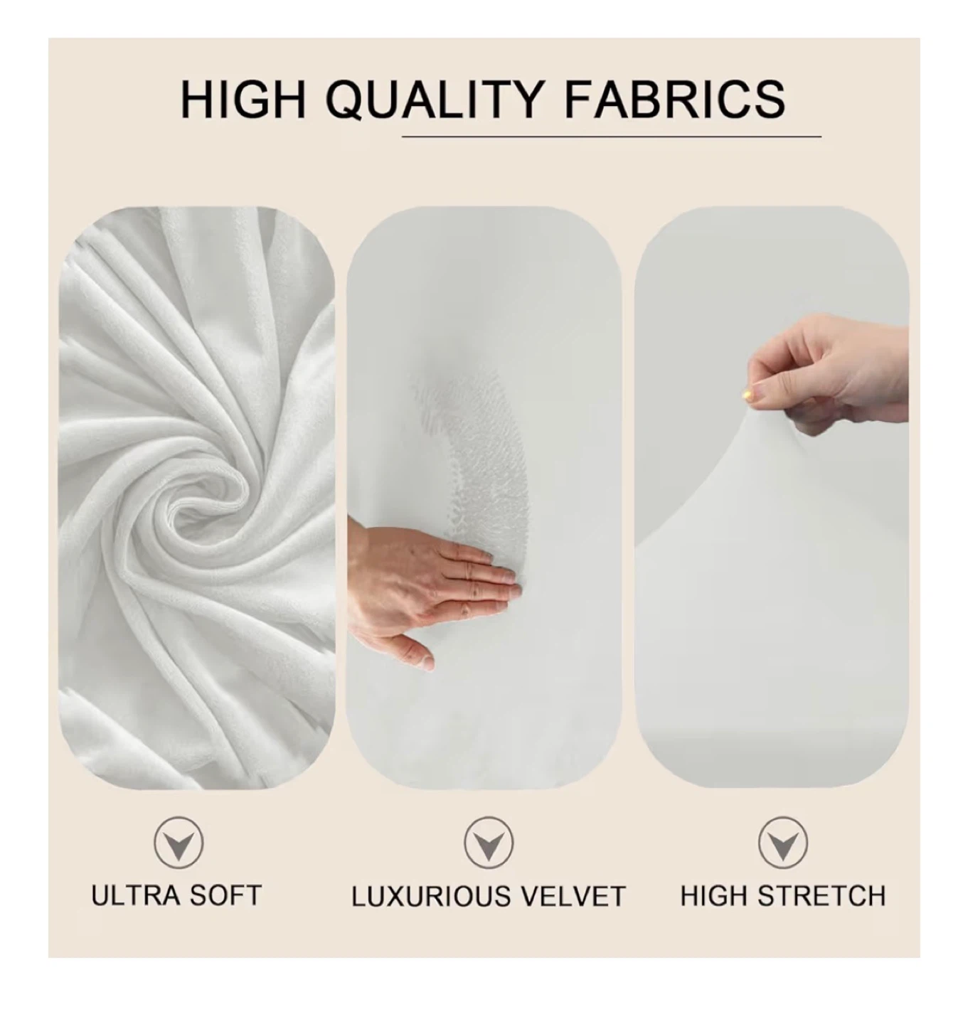 XL Sofa Couch Cover - Ivory - Velvet - High Stretch - photo 2
