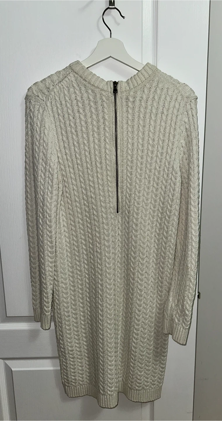 Cream Cable Knit Sweater Dress with Zipper 🥕 - photo 2