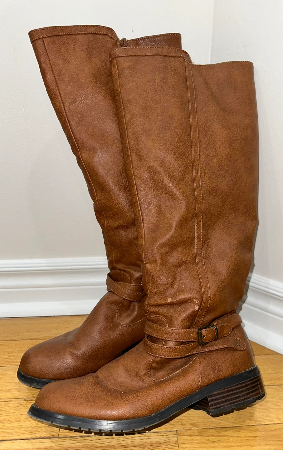 Brown Faux Leather Knee-High Boots - Size 10 🥕 - photo 2