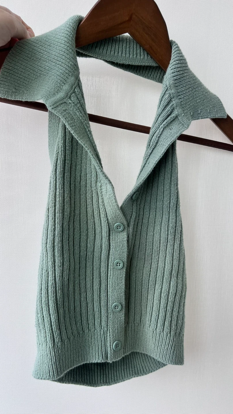 Green Knit Halter Top