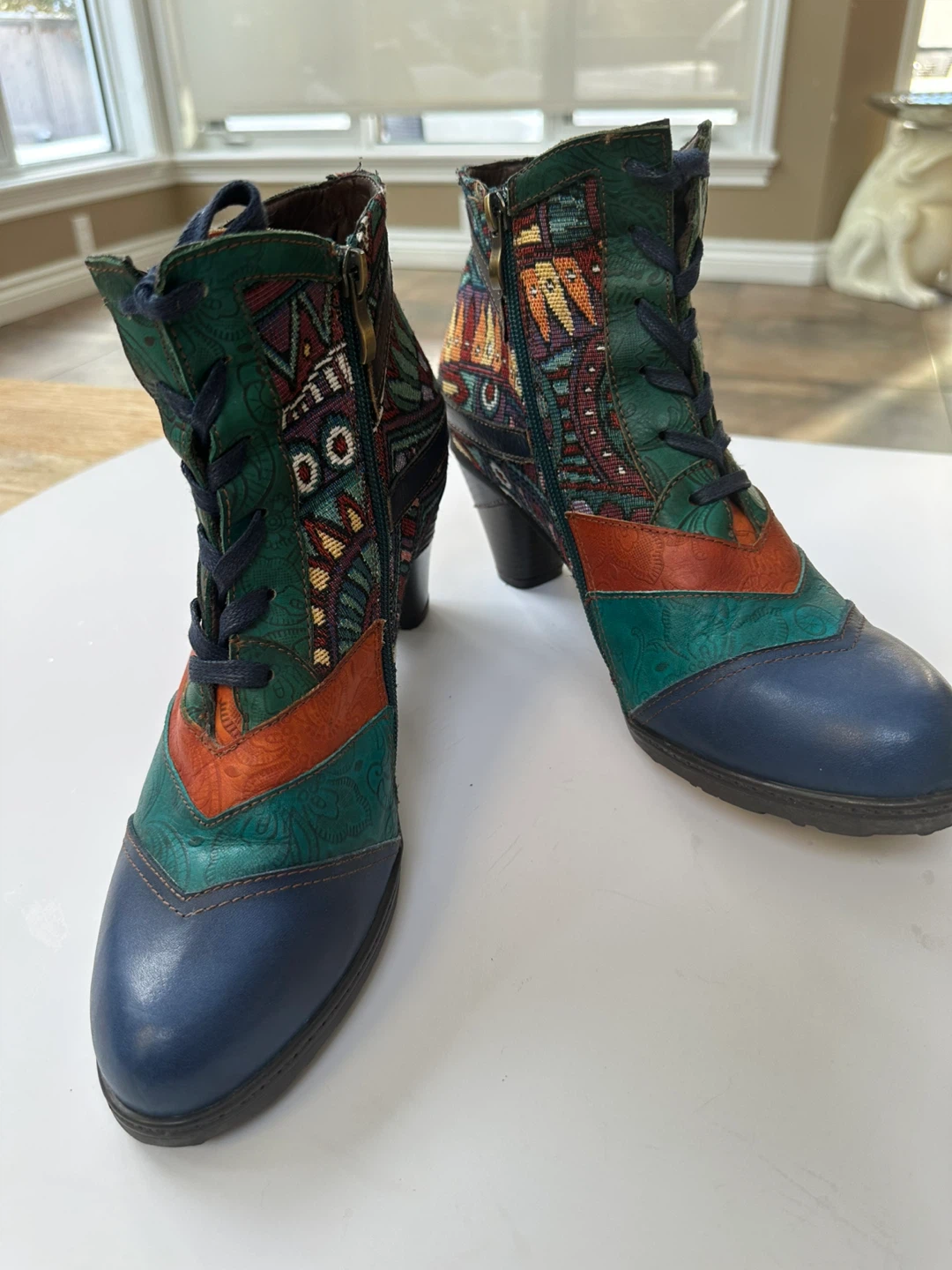 SOCOFY Artisan Patchwork Leather Ankle Boots Sz.10/EU41 - photo 3