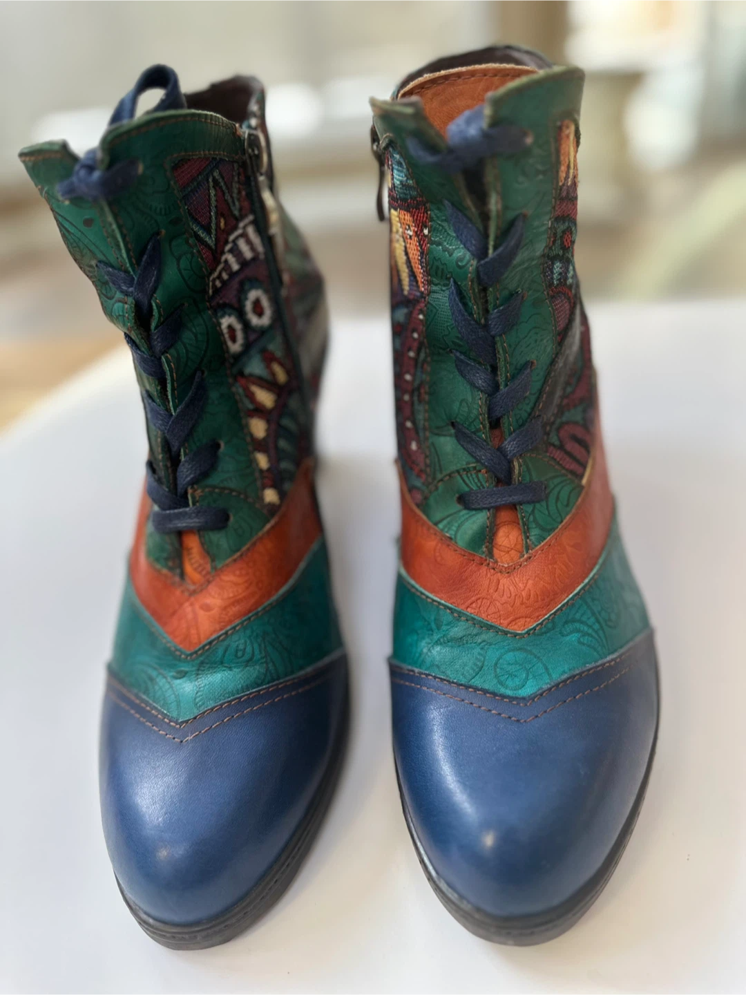 SOCOFY Artisan Patchwork Leather Ankle Boots Sz.10/EU41 - photo 2