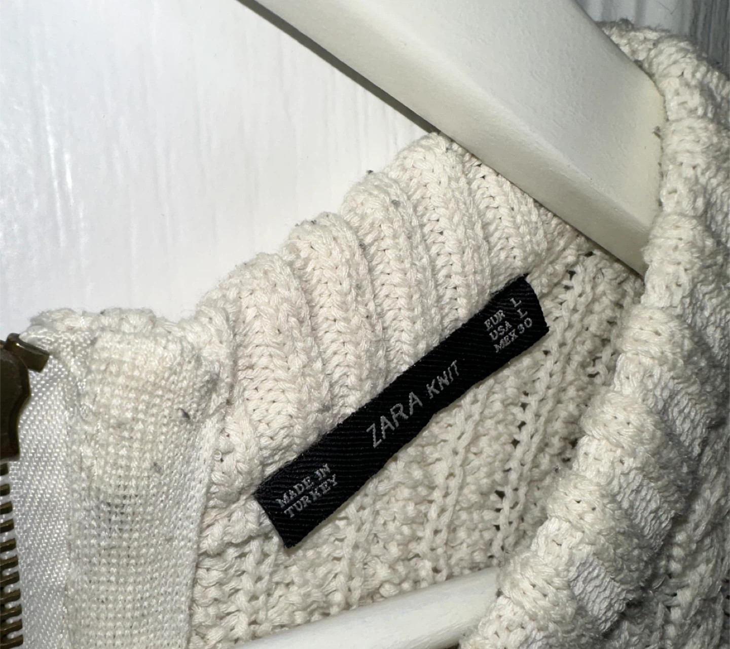 Cream Cable Knit Sweater Dress with Zipper 🥕 - photo 3