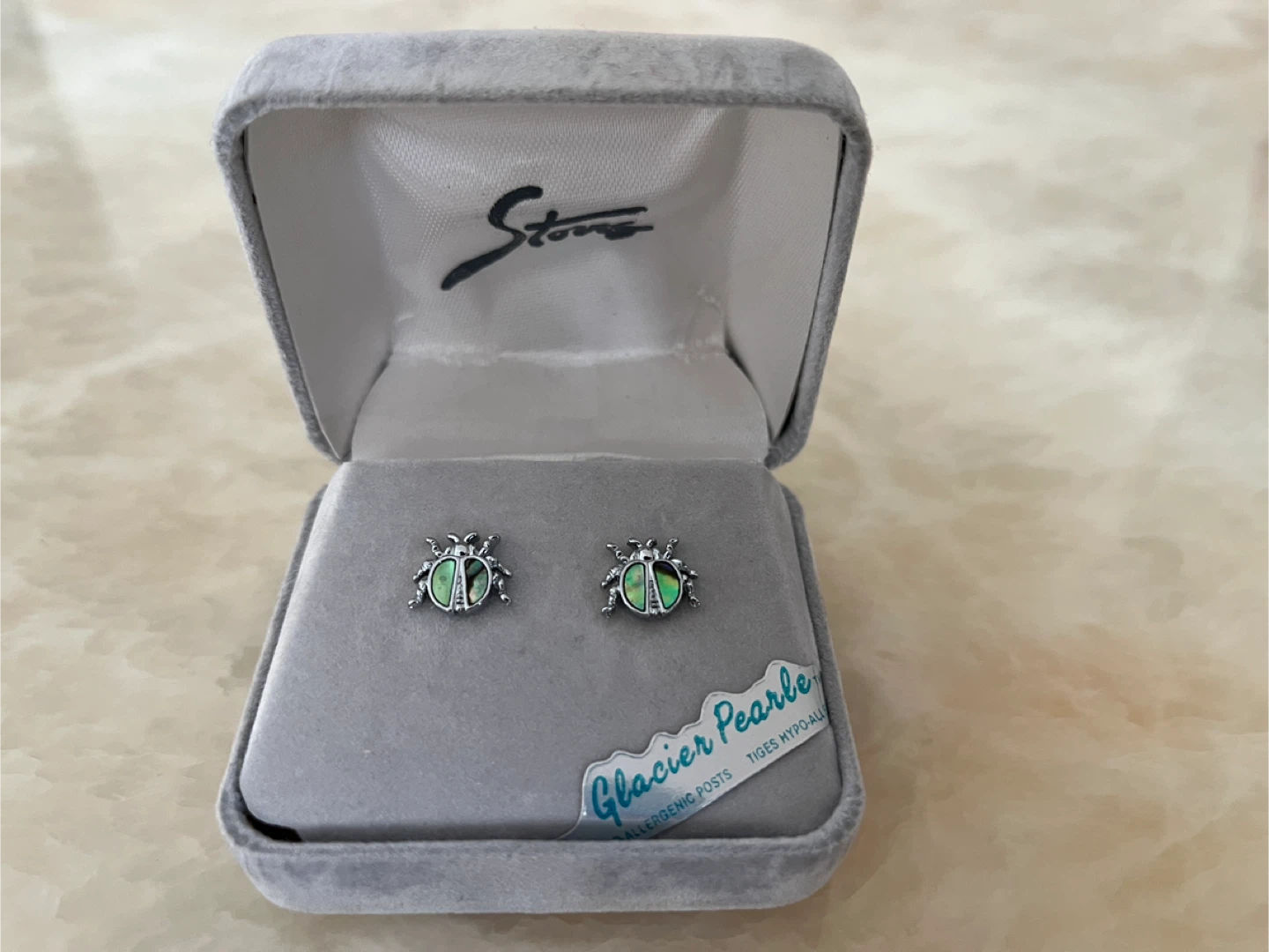 Glacier Pearle Ladybug Earrings