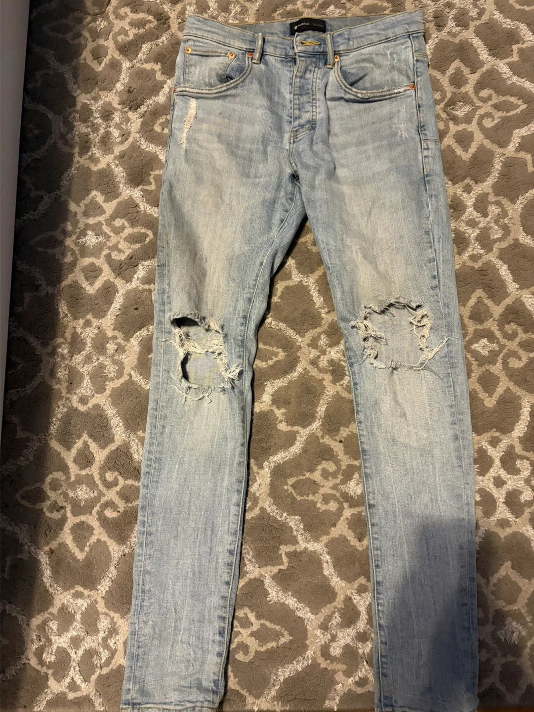 Purple Brand Light Wash Distressed Jeans