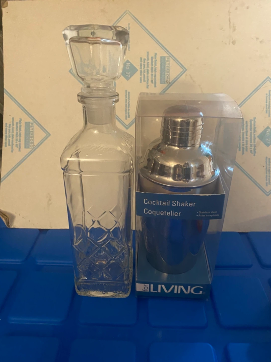 Glass Decanter and Cocktail Shaker Set