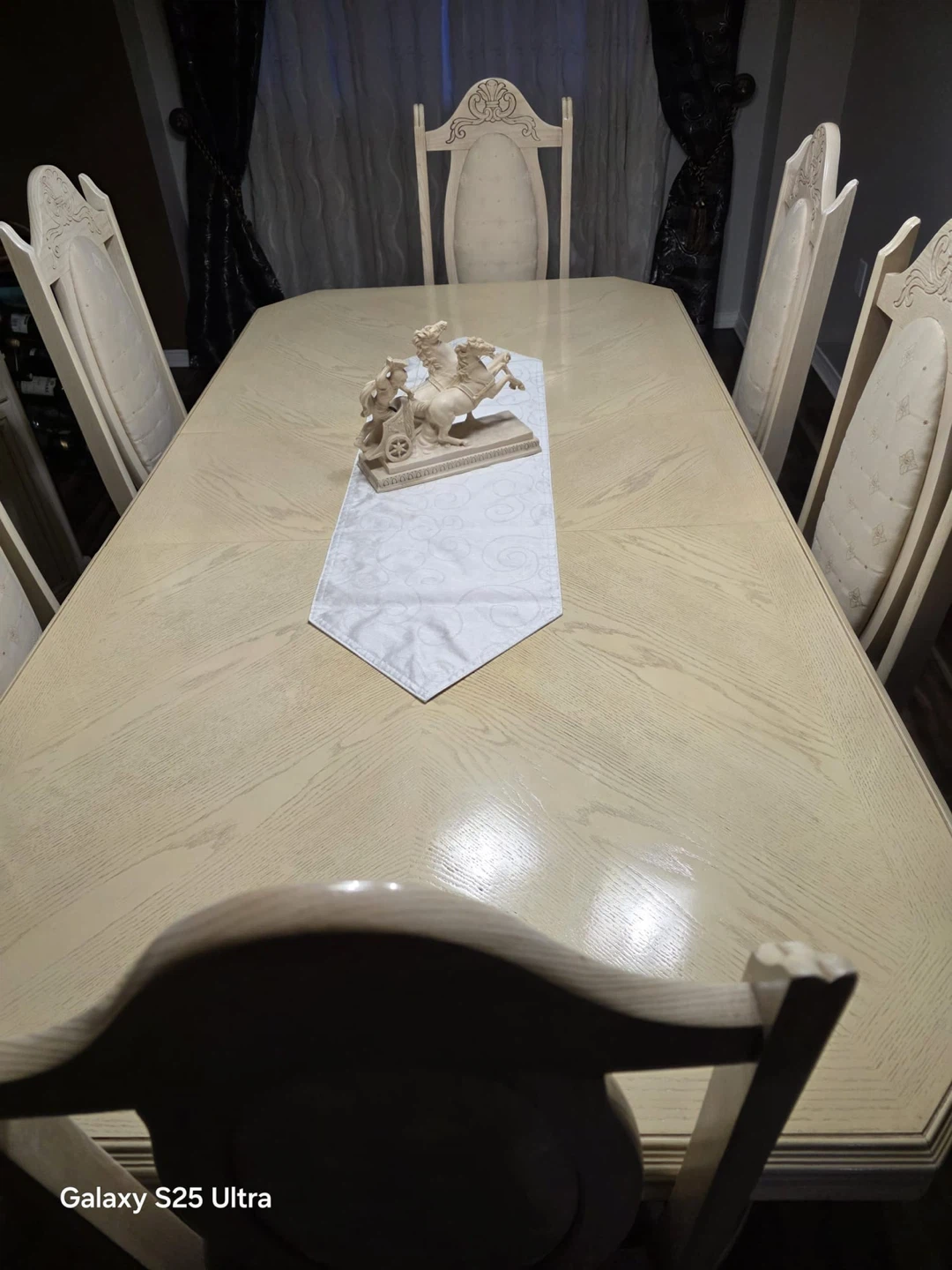 Cream Dining Room China Cabinet and Table Set - photo 2
