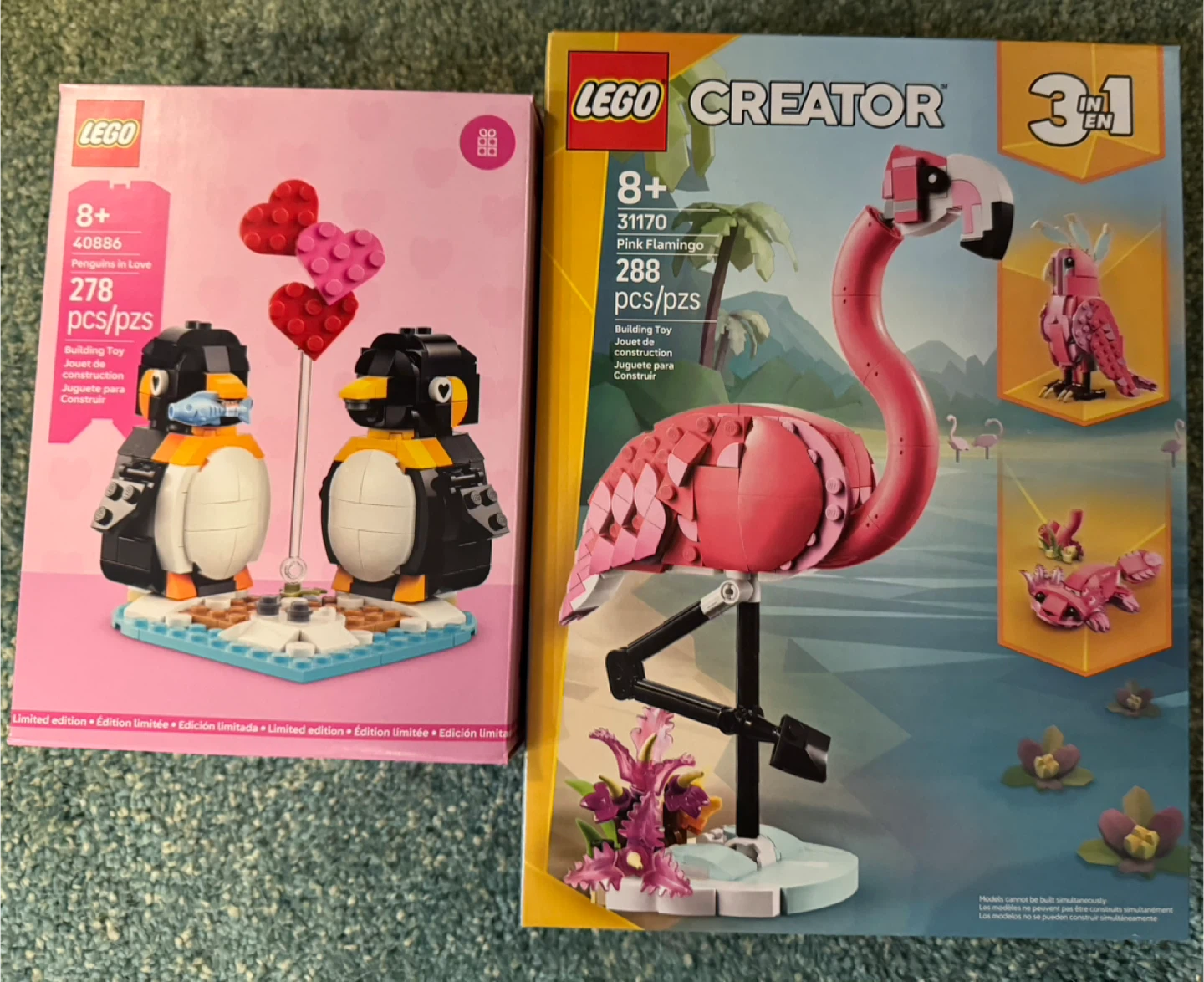 LEGO 3-in-1 Pink Flamingo & Friends + Love Building Sets