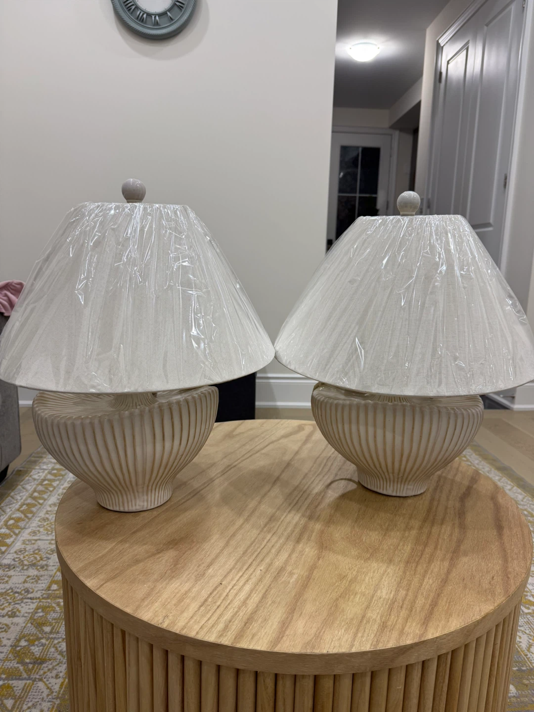 Pair of Cream Ceramic Table Lamps