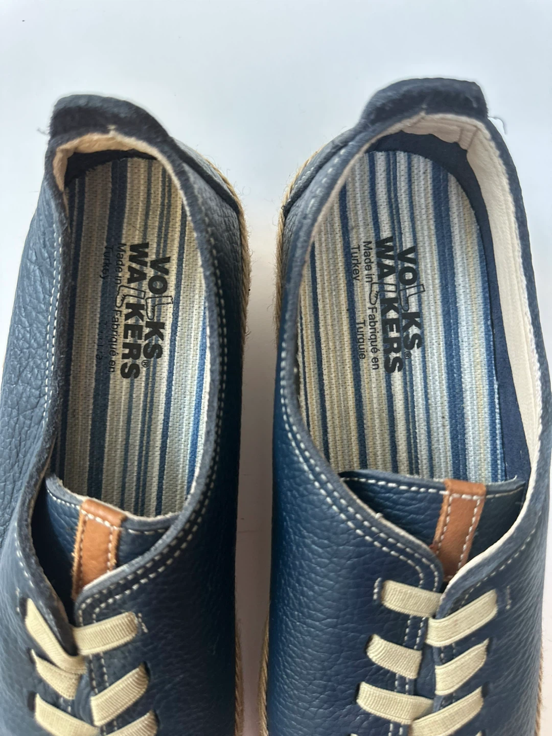 Volks Walkers Navy Blue Leather Espadrilles Sz. 10/EU41