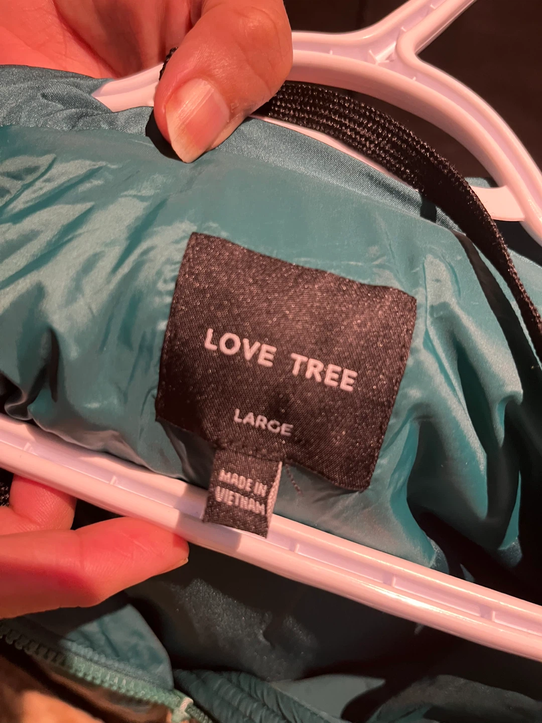 Love Tree Puffer Jacket - Teal - Size Large - photo 2