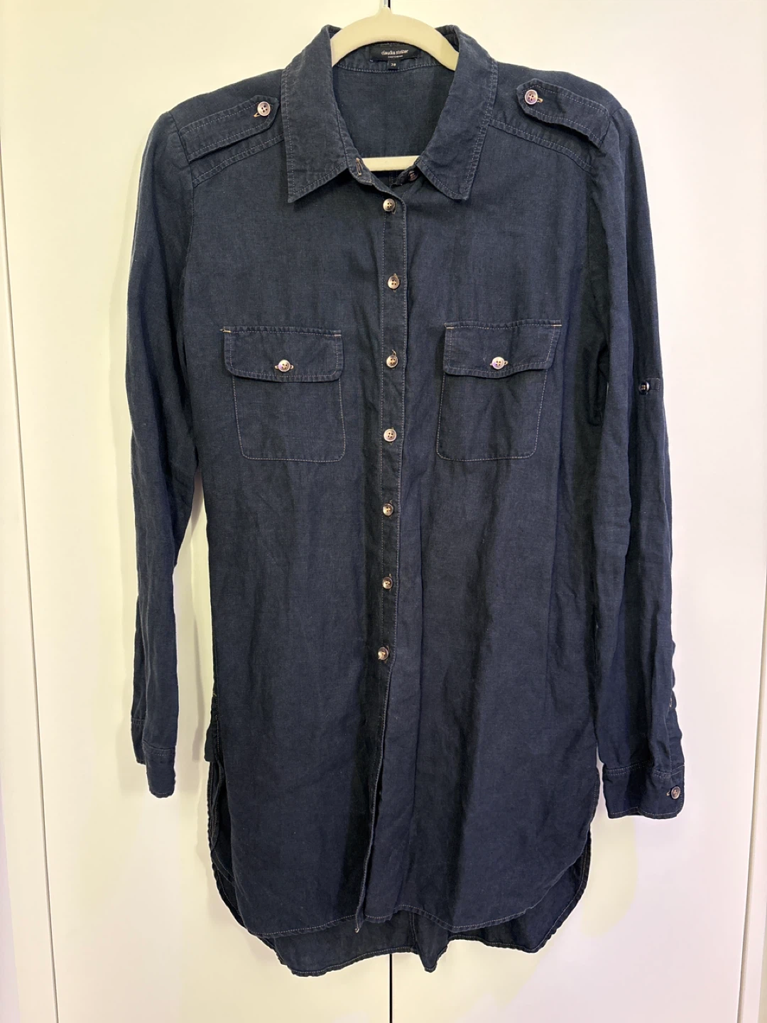 Claudia Sträter Navy Blue Button-Up Shirt Dress