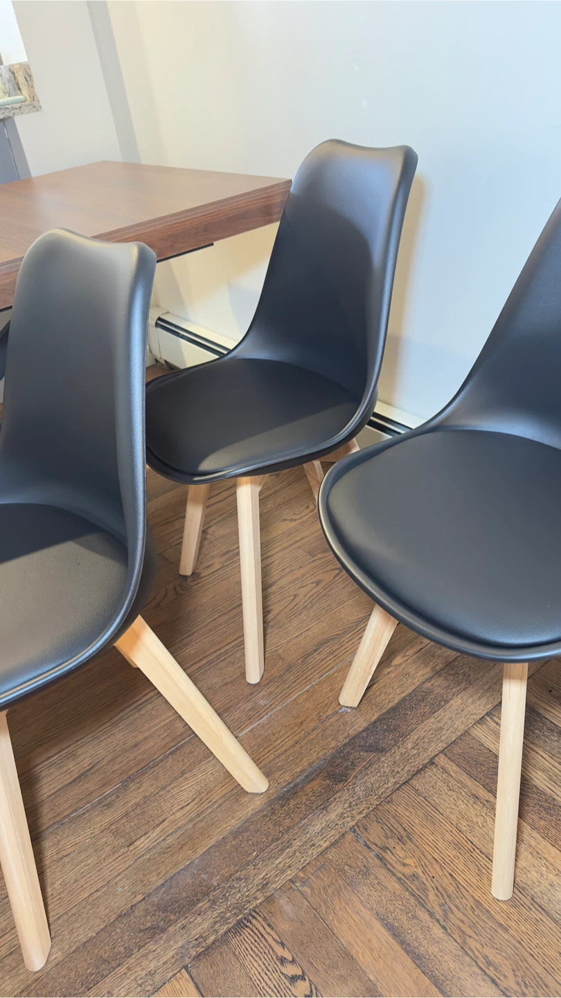 Set of 4 Black Dining Chairs with  clear Legs - photo 2