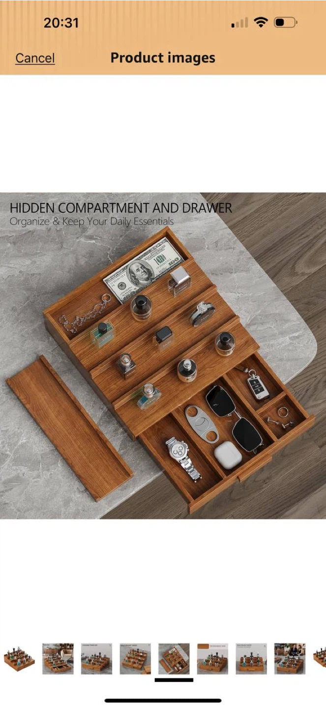 Sueuapp 4-Tier Walnut Cologne Organizer Stand with Drawer – NEW - photo 4