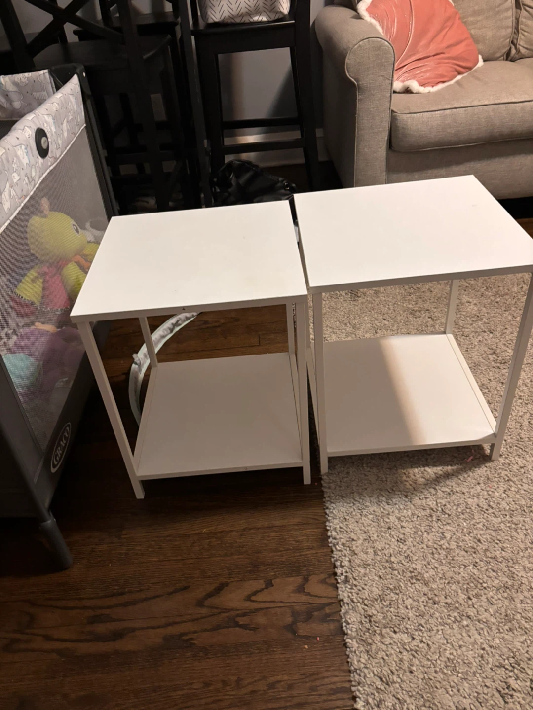 Two white nightstands