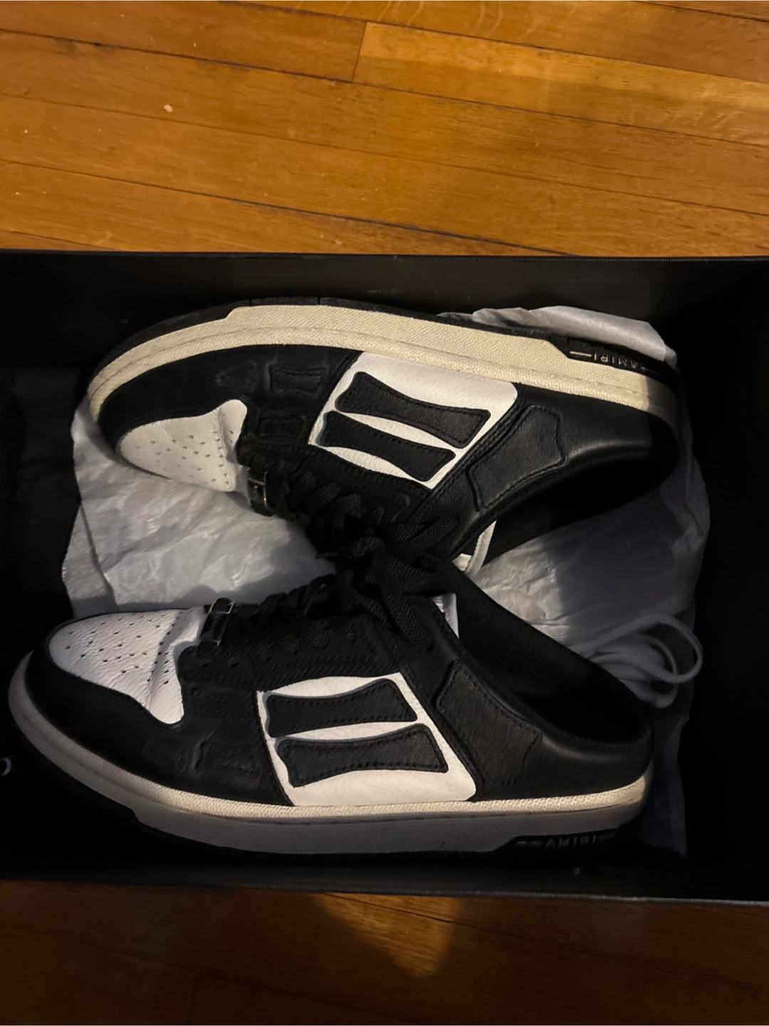 AMIRI Black and White Leather Sneakers