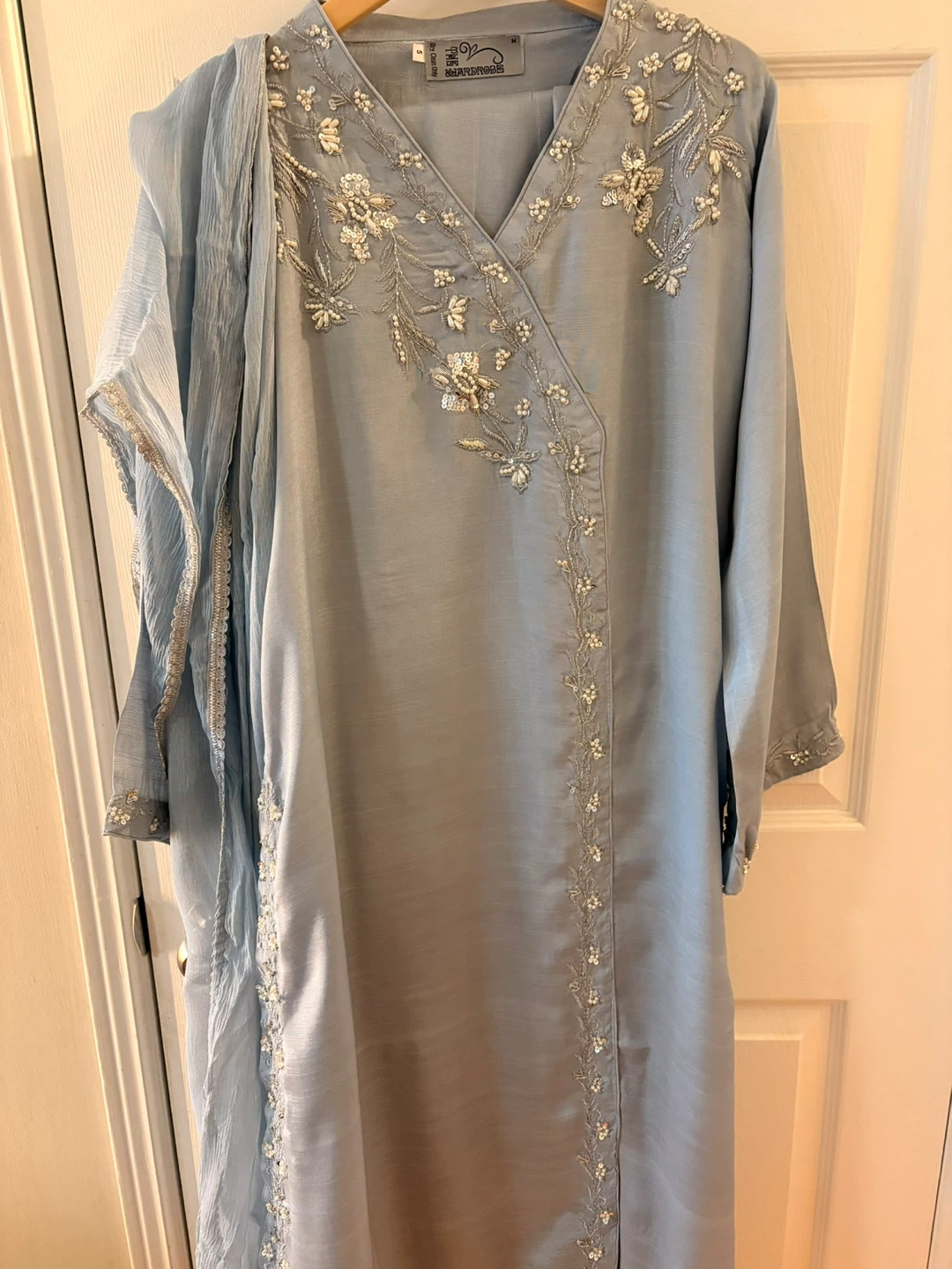 Wardrobe Blue Embroidered Kurti with Dupatta - Size M
