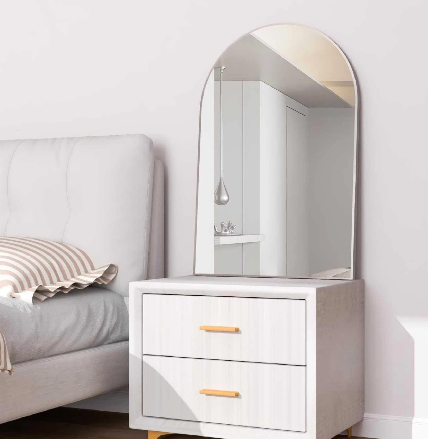 24x36" Arch Mirror with Metal Frame, Silver - photo 3