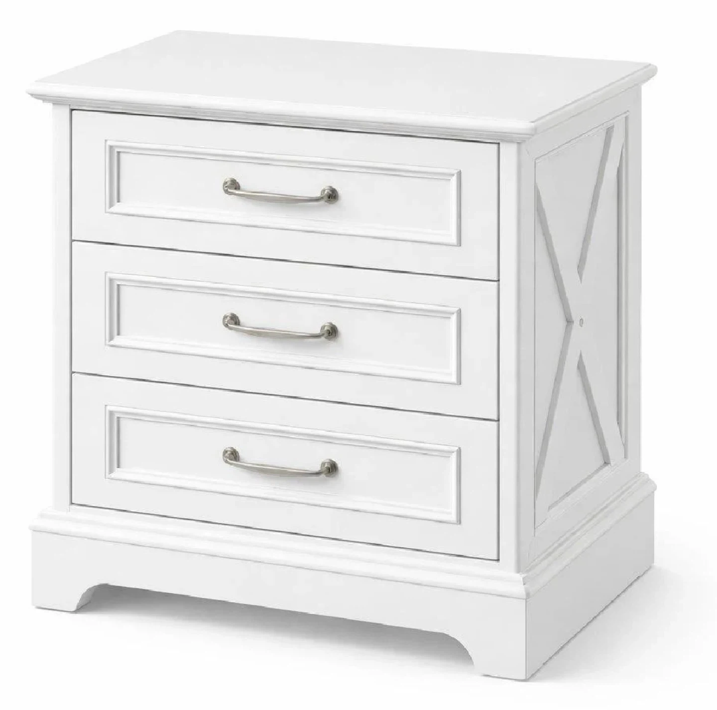 1pc Classic White Wooden Nightstand
