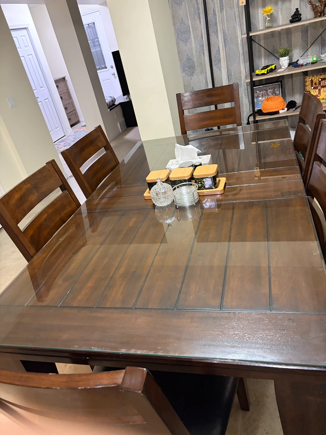 Wooden Dining Table with 6 Chairs
