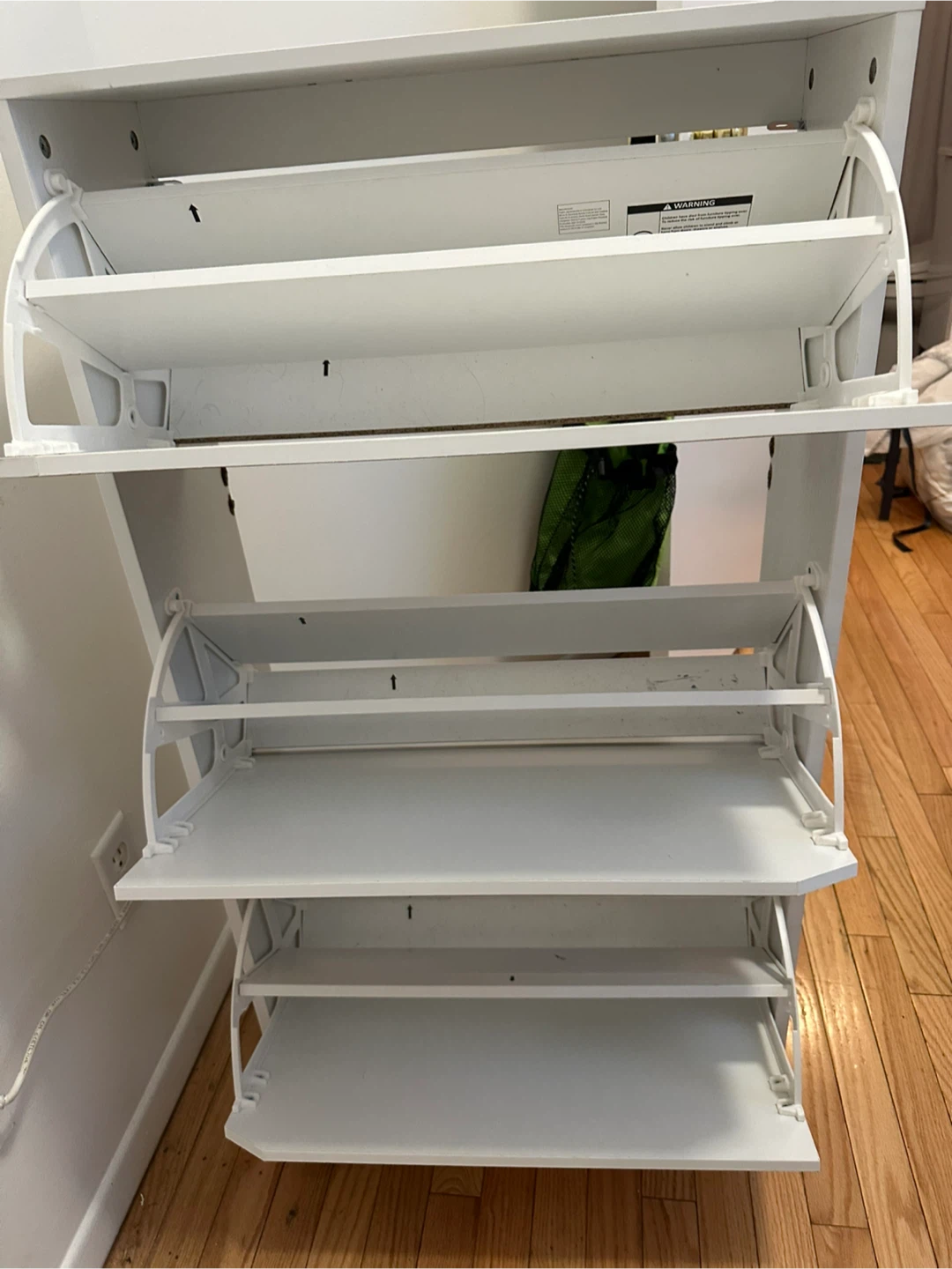 White 3-Tier Shoe Cabinet with Mirrored Doors - photo 2