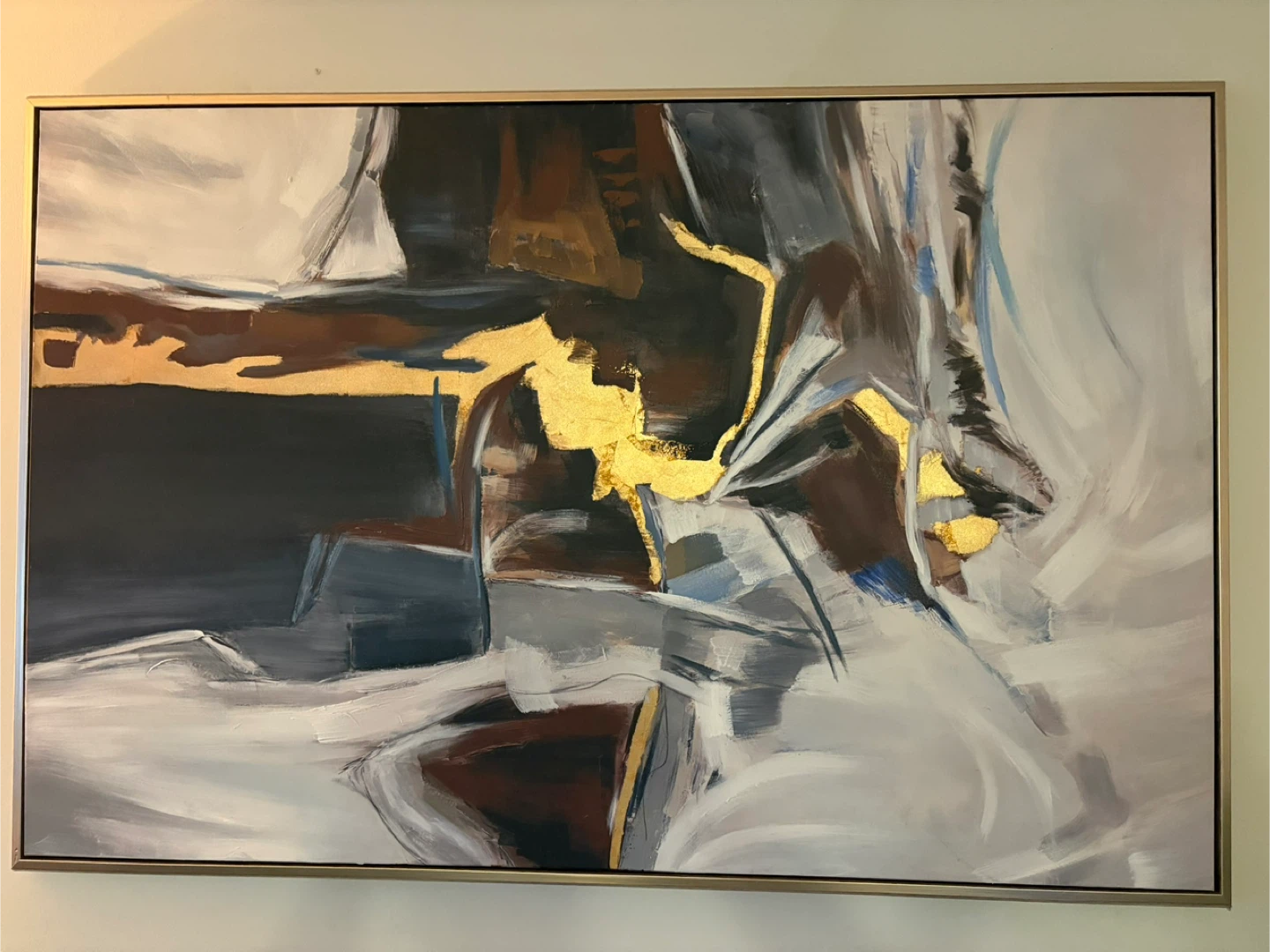 Abstract Wall Art with Gold Accents