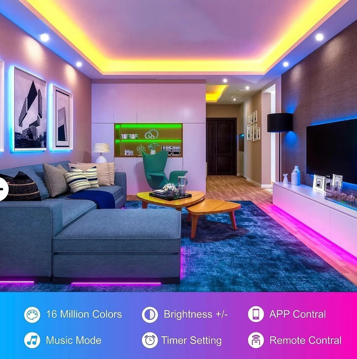 New in Box RGB LED Strip 100ft with App & Remote - photo 3