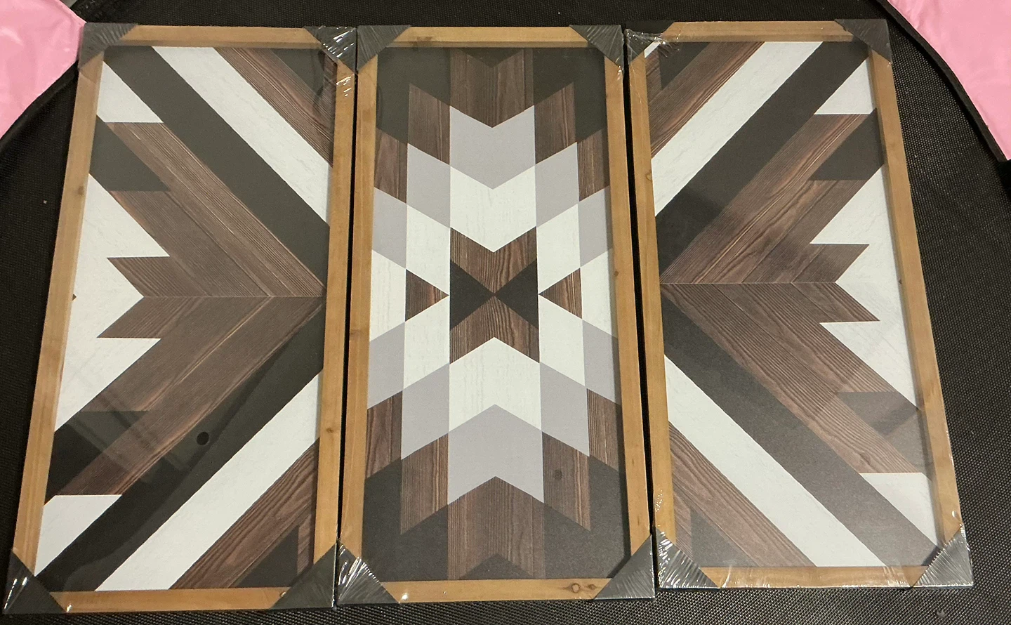 Set of 3 Geometric Wood Wall Art Panels - photo 2