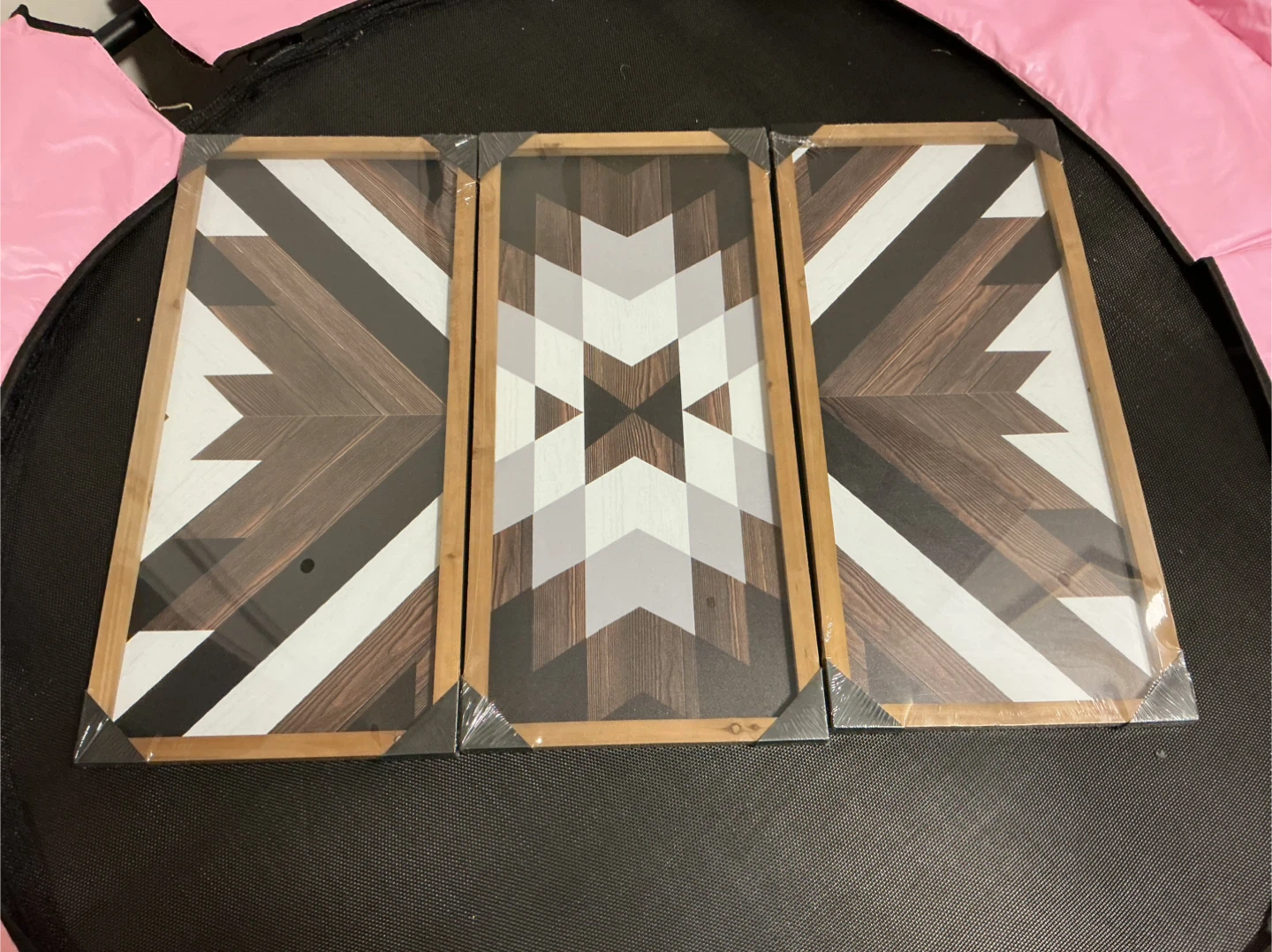 Set of 3 Geometric Wood Wall Art Panels