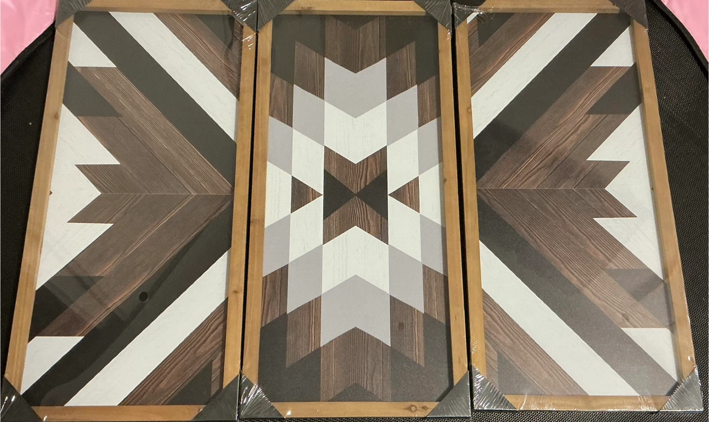 Set of 3 Geometric Wood Wall Art Panels - photo 3